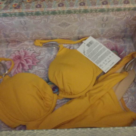SI NWT D Cup Mango Gold GOTTEX Bikini w Hardware - Picture 6 of 8